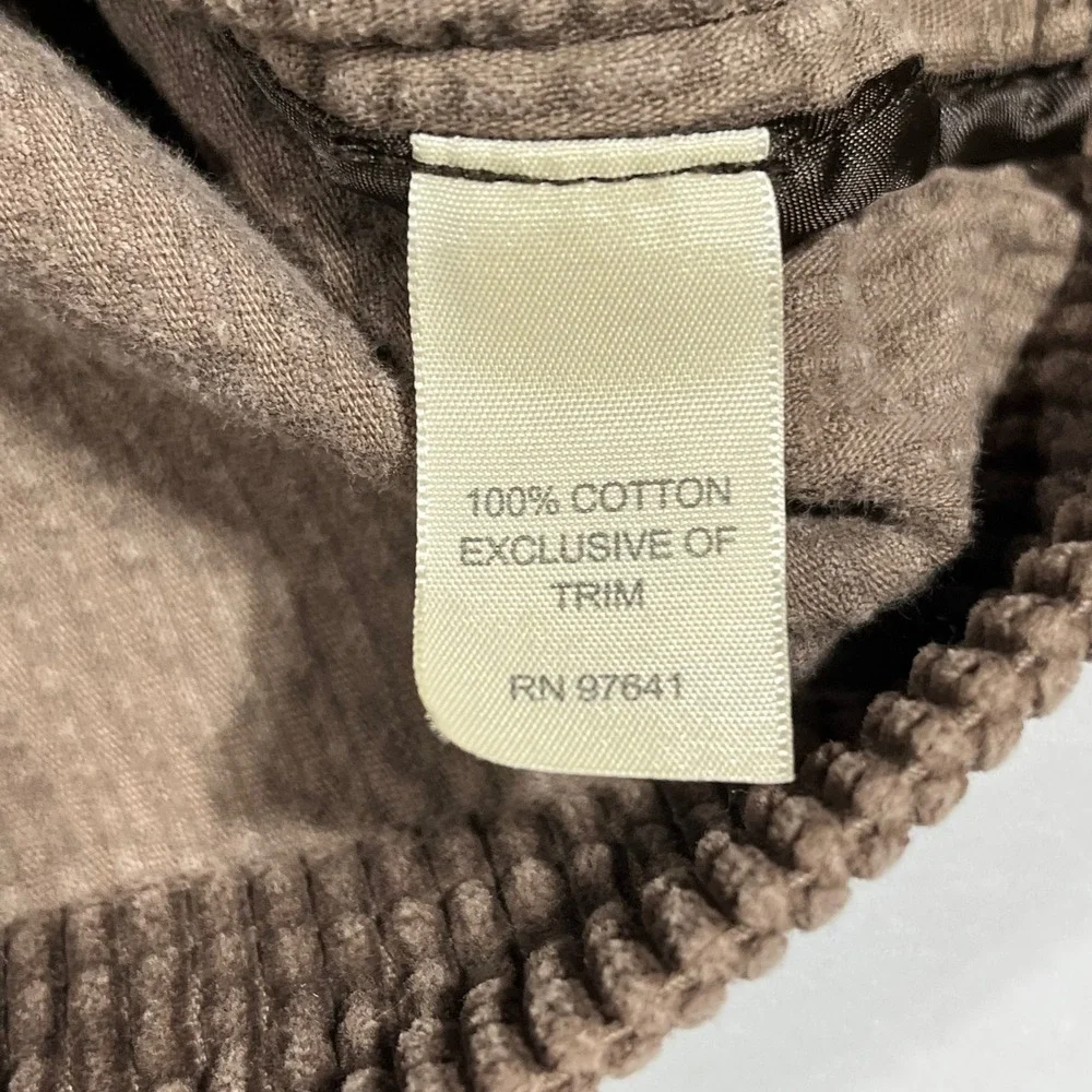 J. Jill Brown Corduroy Chore Trucker Jacket Velvet Collar Womens Medium 90s Farm